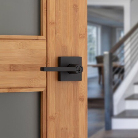 Kwikset Kwikset Halifax Matte Black Entry Door Knob 2-3/4 in. 97402-920